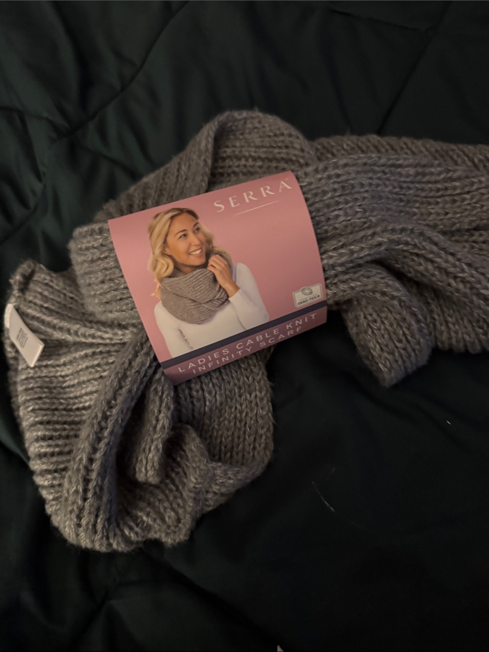 Serra Cable Knit Infinity Scarf - Gray